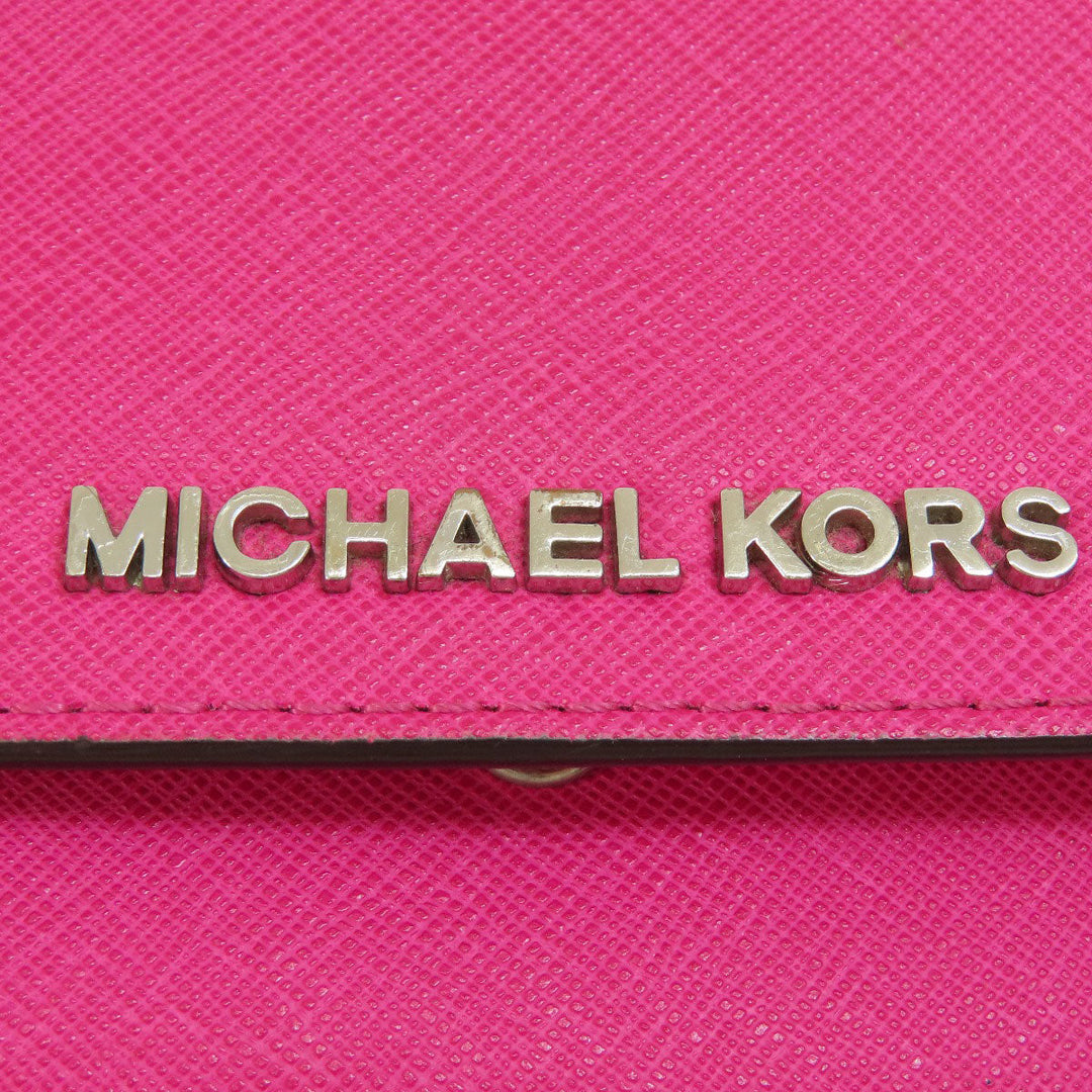 MICHAEL KORS Long Wallet Purse PVC pink Chain wallet Women Used Authentic