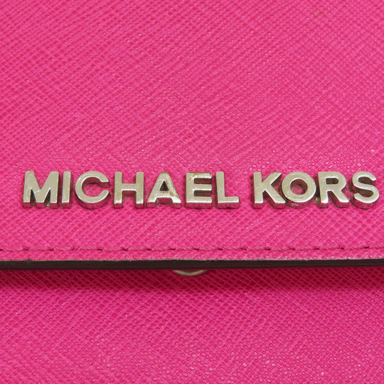 MICHAEL KORS Long Wallet Purse PVC pink Chain wallet Women Used Authentic