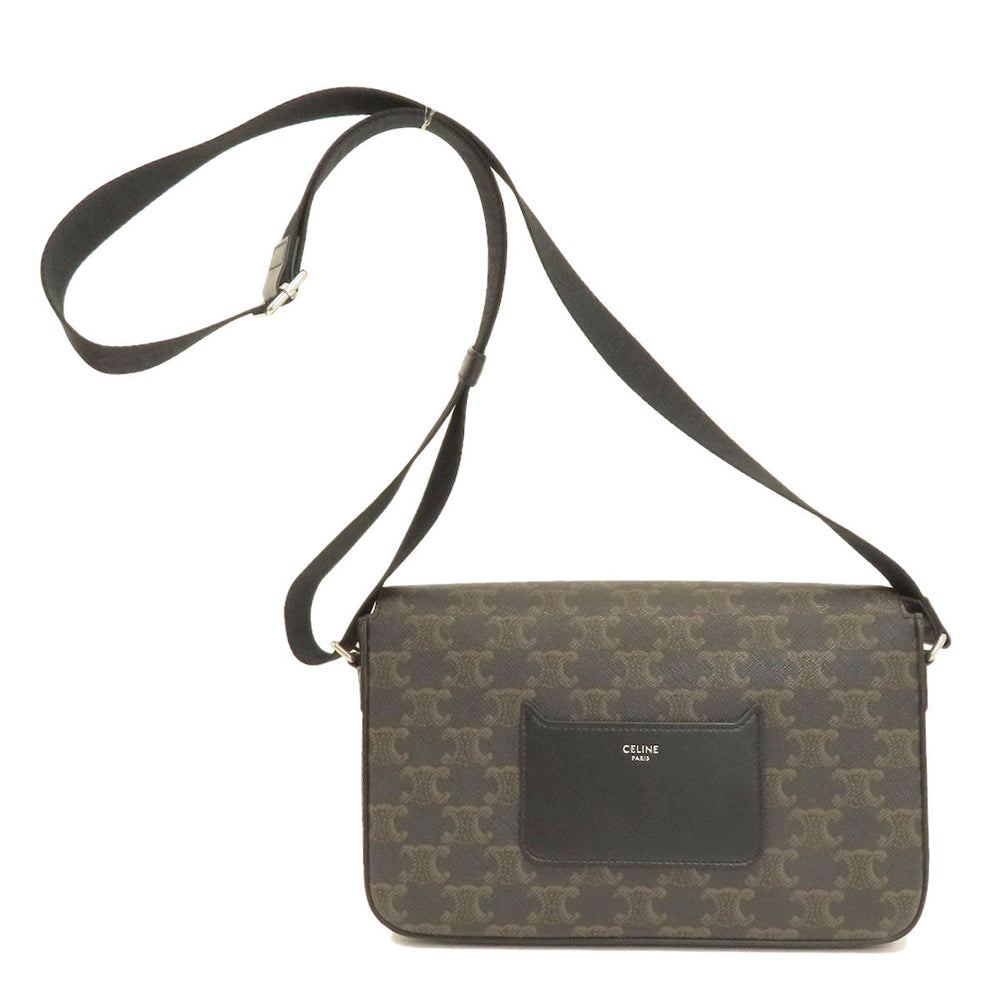 CELINE Shoulder Bag PVC, Leather Brown Triomphe Women Used Authentic