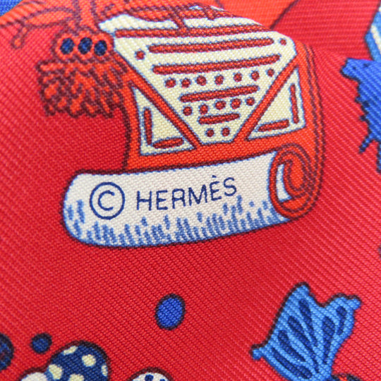 HERMES scarf silk Red Twilly Women Used Authentic
