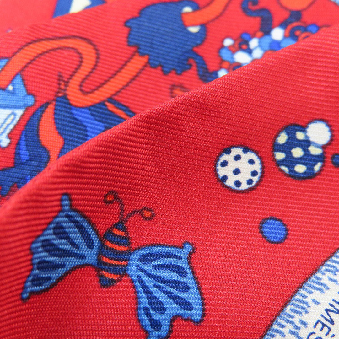 HERMES scarf silk Red Twilly Women Used Authentic