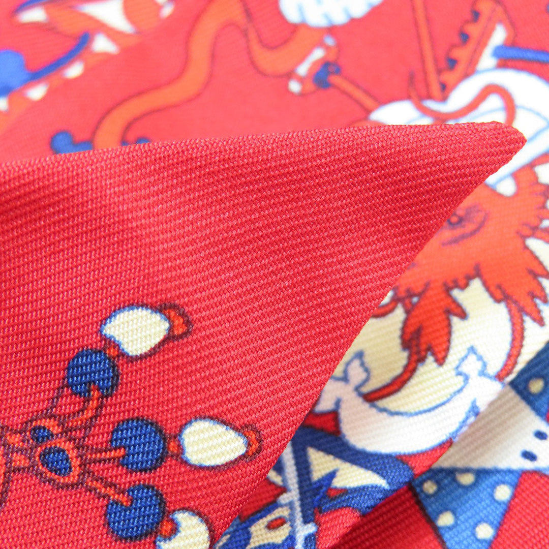HERMES scarf silk Red Twilly Women Used Authentic