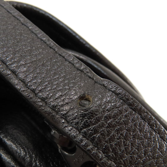YVES SAINT LAURENT Shoulder Bag leather black logo Women Used Authentic