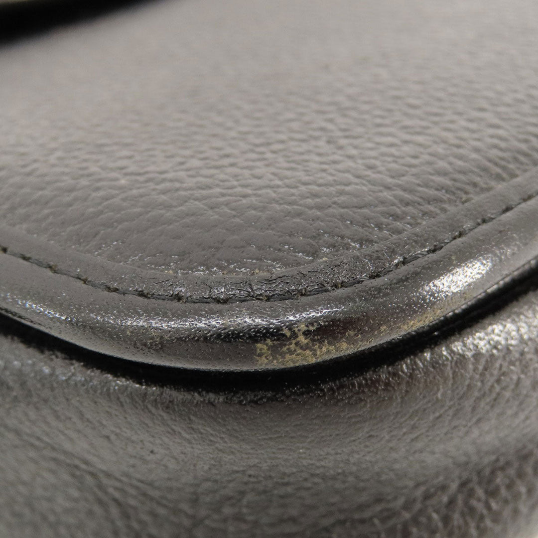 YVES SAINT LAURENT Shoulder Bag leather black logo Women Used Authentic