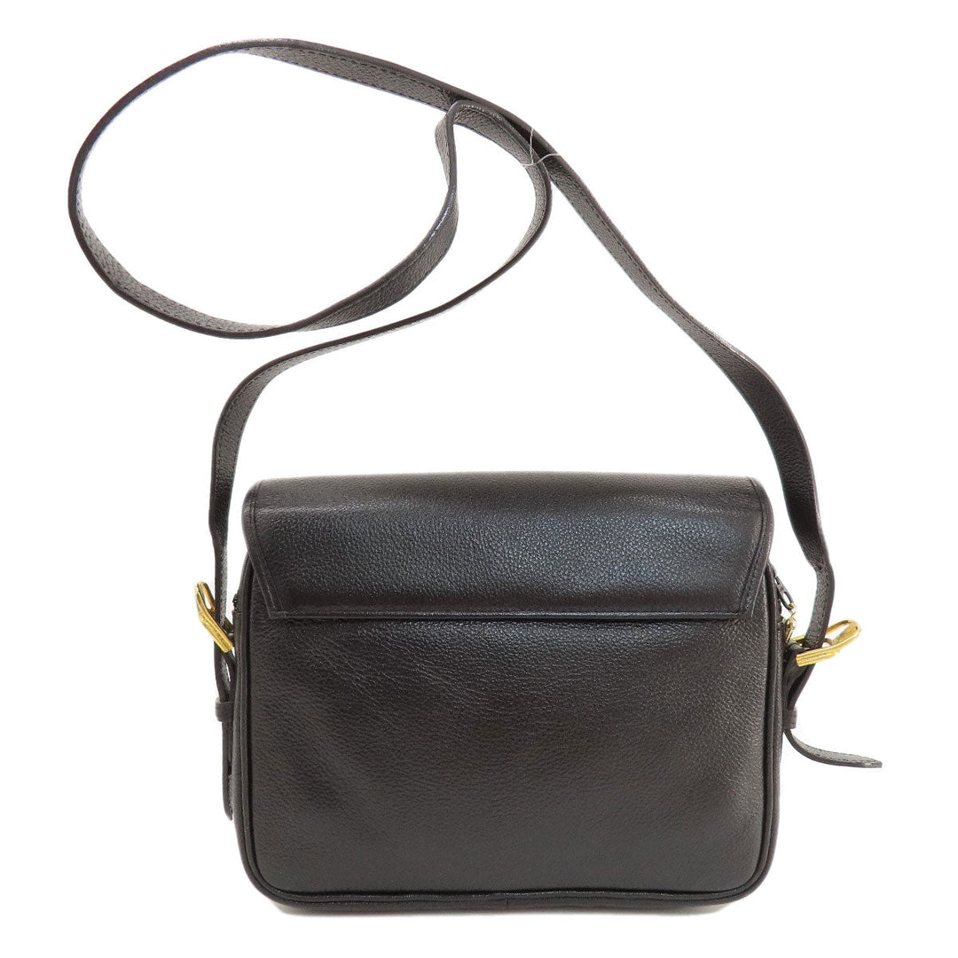 YVES SAINT LAURENT Shoulder Bag leather black logo Women Used Authentic