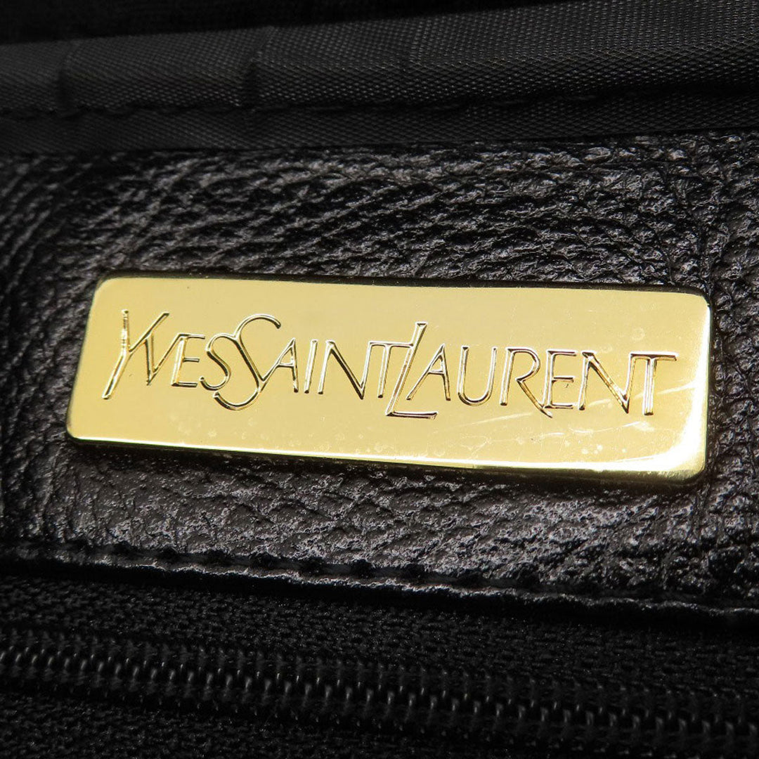 YVES SAINT LAURENT Shoulder Bag leather black logo Women Used Authentic