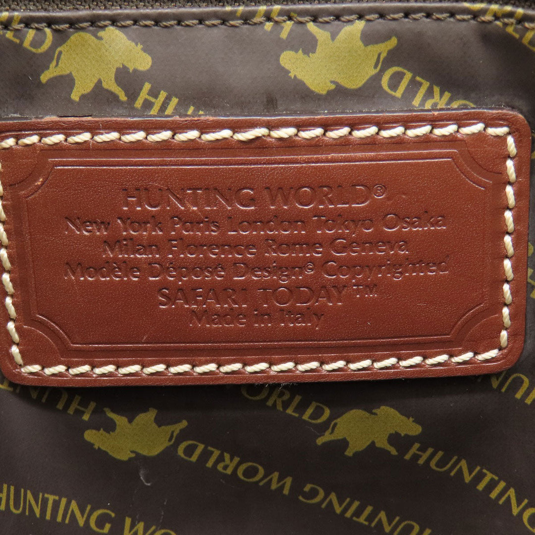 HUNTING WORLD Tote Bag canvas green logo Women Used Authentic