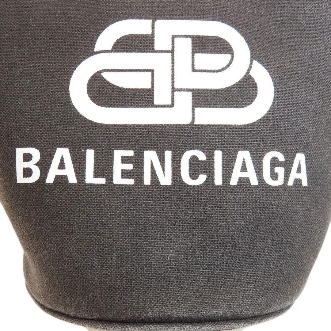 BALENCIAGA Handbag canvas Brown logo basket Women Used Authentic