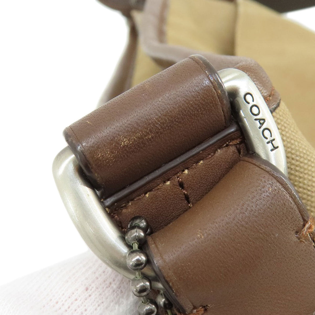 COACH Shoulder Bag F70820 Canvas, Leather Brown Logo embossed mens Used Authentic