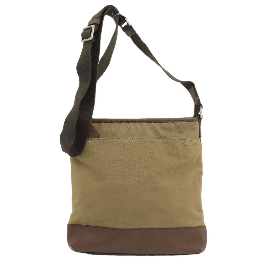 COACH Shoulder Bag F70820 Canvas, Leather Brown Logo embossed mens Used Authentic