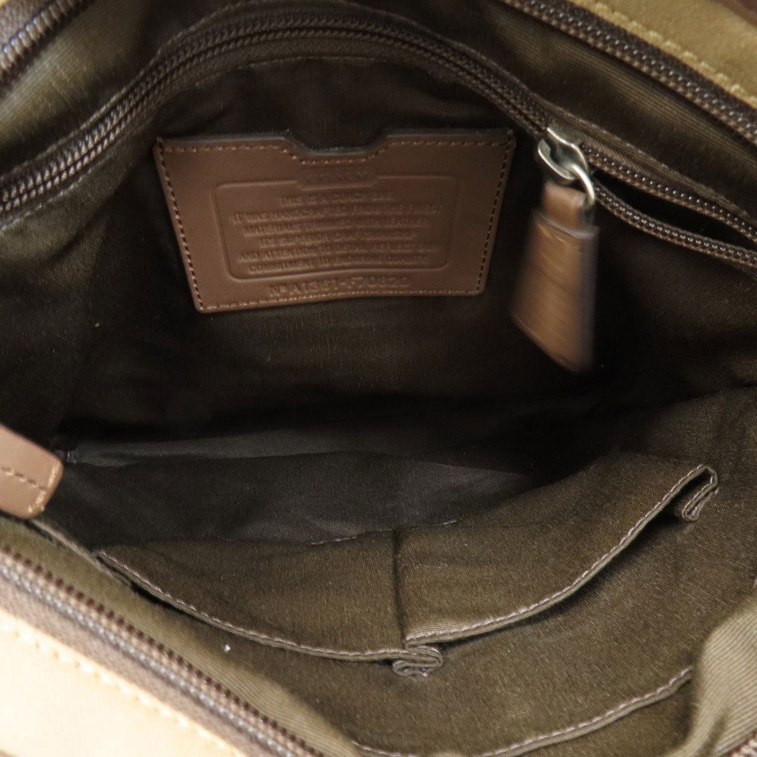 COACH Shoulder Bag F70820 Canvas, Leather Brown Logo embossed mens Used Authentic