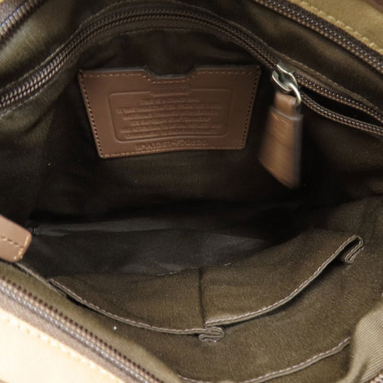 COACH Shoulder Bag F70820 Canvas, Leather Brown Logo embossed mens Used Authentic