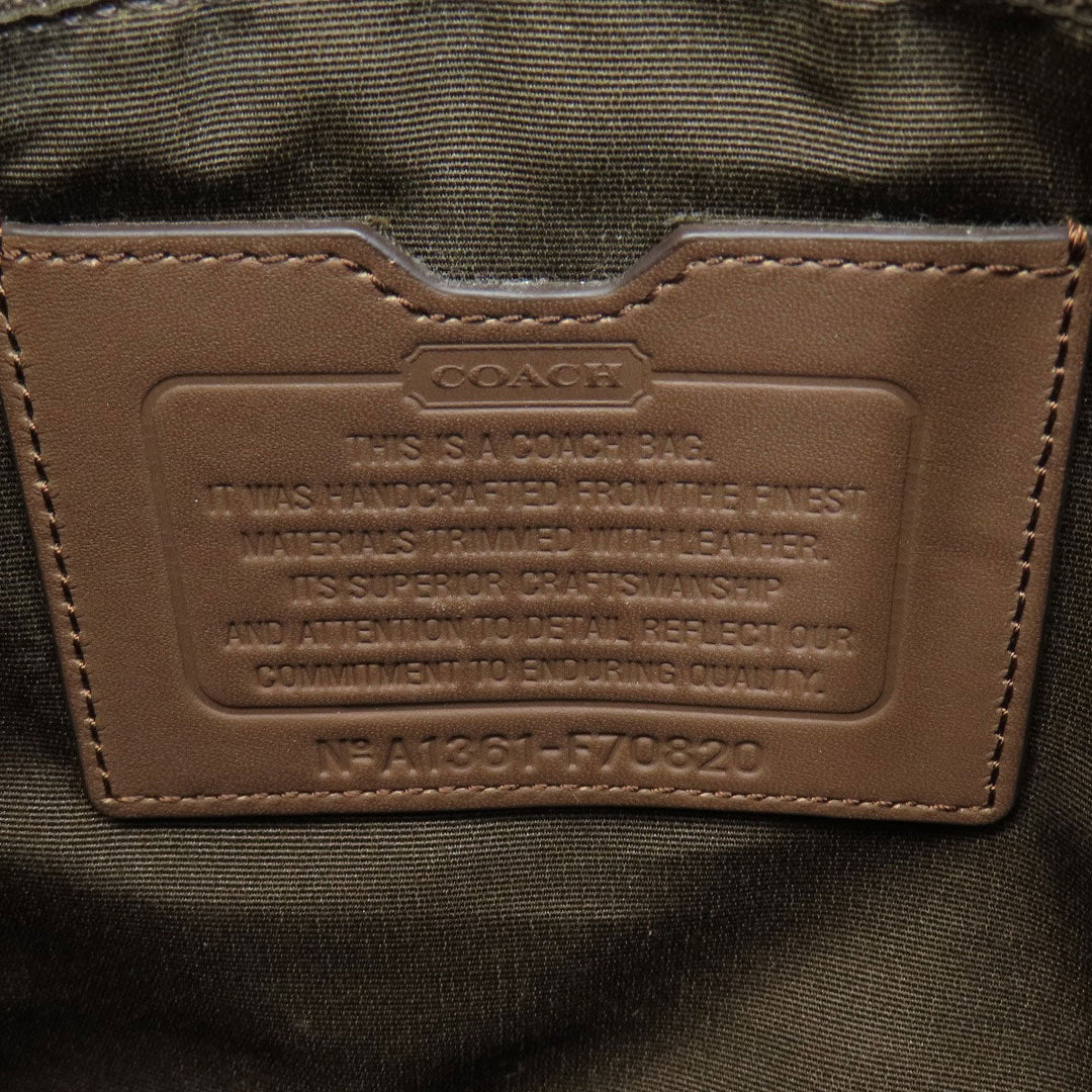 COACH Shoulder Bag F70820 Canvas, Leather Brown Logo embossed mens Used Authentic