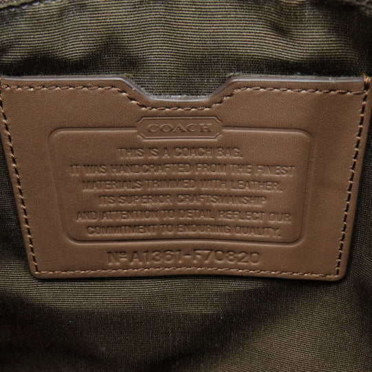 COACH Shoulder Bag F70820 Canvas, Leather Brown Logo embossed mens Used Authentic
