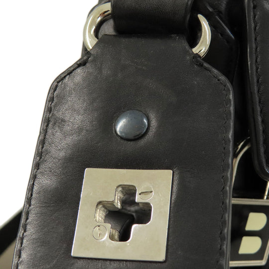 BALLY Shoulder Bag leather black Long shoulder mens(Unisex) Used Authentic