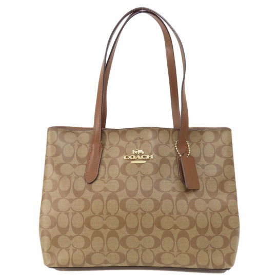 COACH Tote Bag F48735 PVC Brown logo signature Women Used Authentic