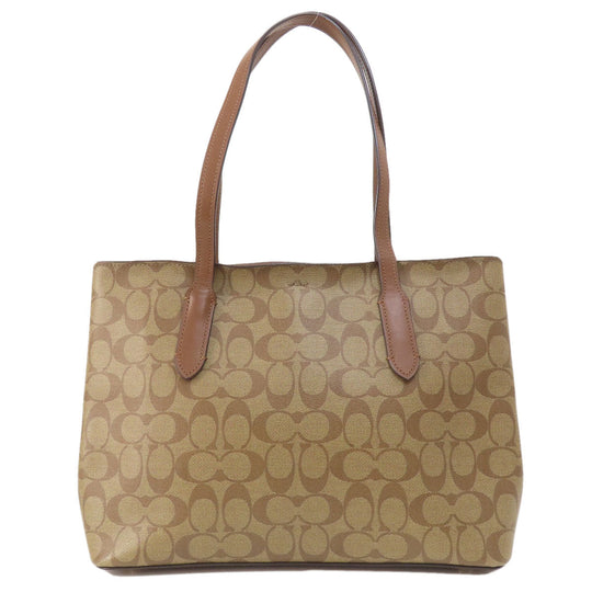 COACH Tote Bag F48735 PVC Brown logo signature Women Used Authentic