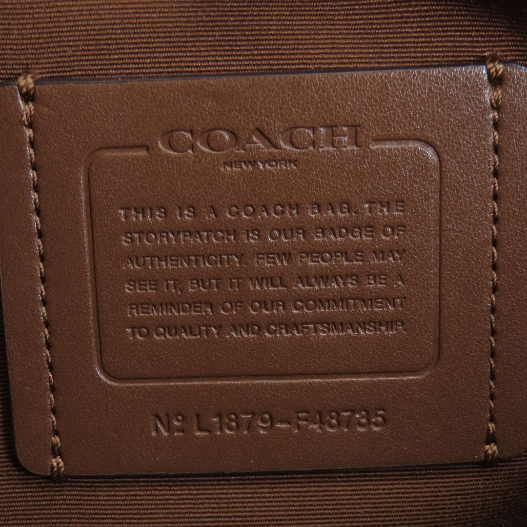 COACH Tote Bag F48735 PVC Brown logo signature Women Used Authentic
