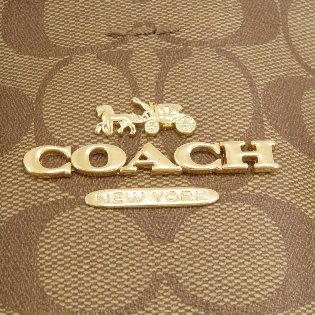 COACH Tote Bag F48735 PVC Brown logo signature Women Used Authentic