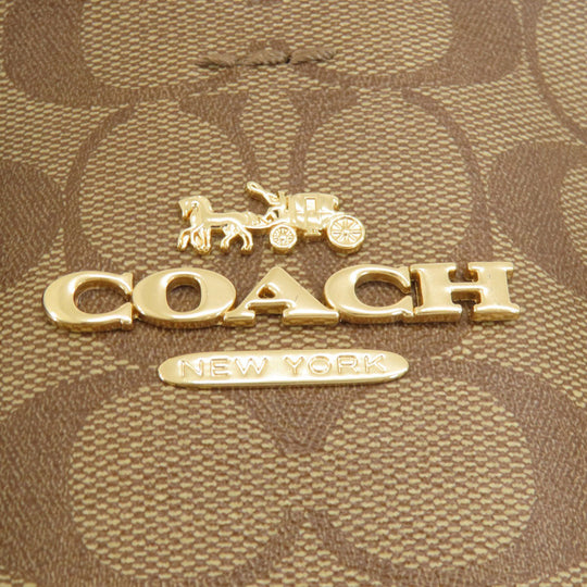 COACH Tote Bag F48735 PVC Brown logo signature Women Used Authentic