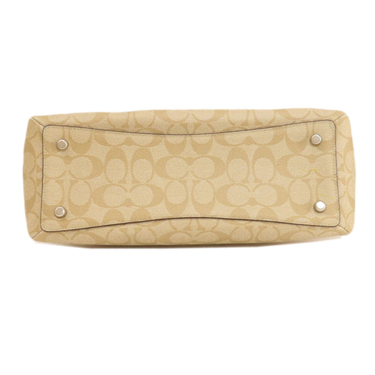 COACH Handbag F29683 PVC, Leather beige Signature 2WAY Women Used Authentic