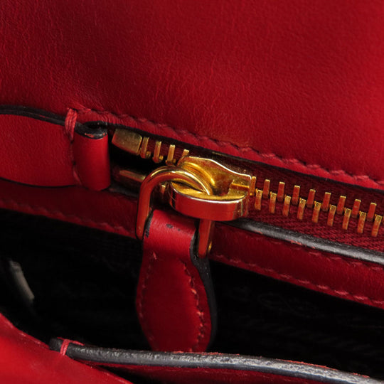 PRADA Handbag leather Red Saffiano 2WAY