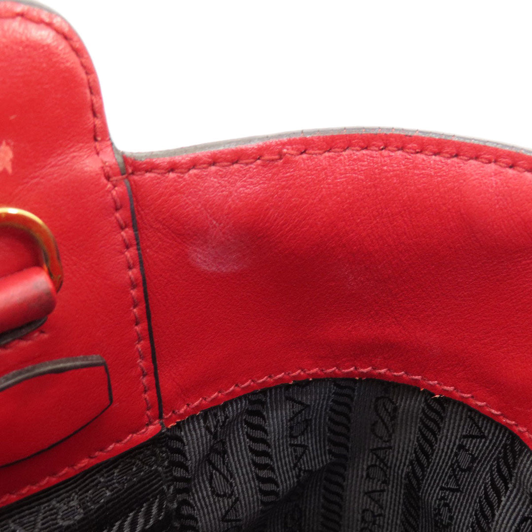 PRADA Handbag leather Red Saffiano 2WAY