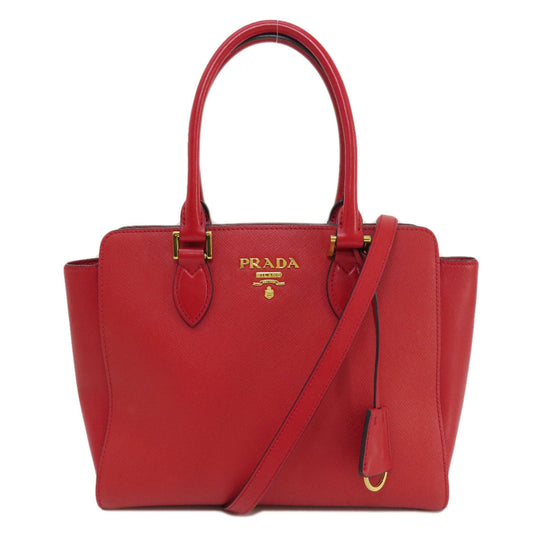 PRADA Handbag leather Red Saffiano 2WAY