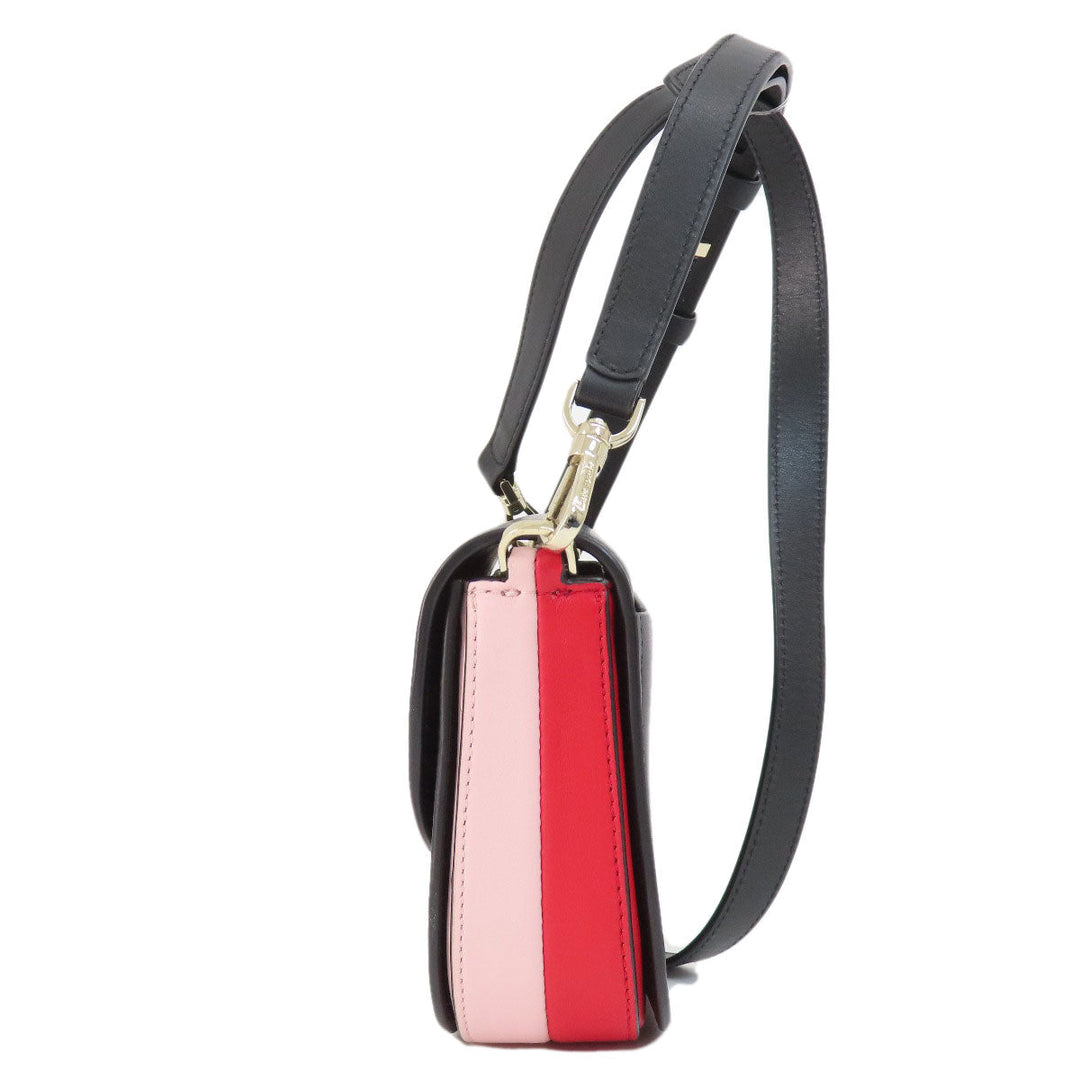 Kate Spade Shoulder Bag leather black Heart motif Women Used Authentic