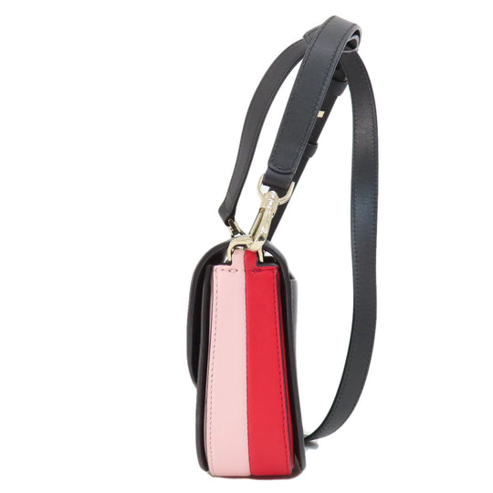 Kate Spade Shoulder Bag leather black Heart motif Women Used Authentic