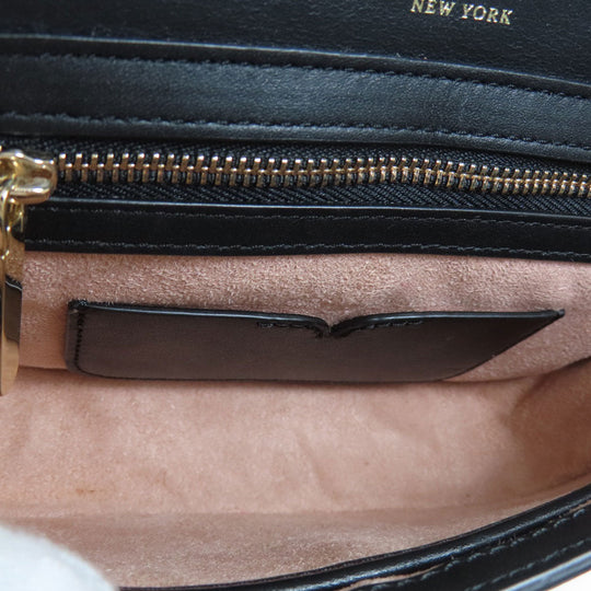 Kate Spade Shoulder Bag leather black Heart motif Women Used Authentic