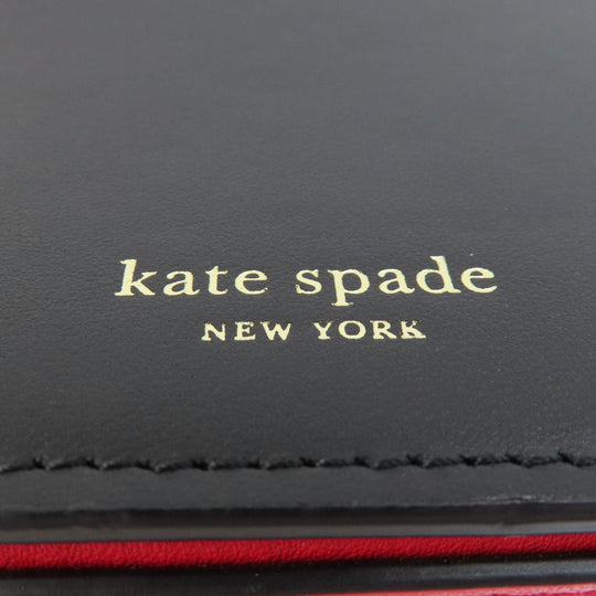 Kate Spade Shoulder Bag leather black Heart motif Women Used Authentic