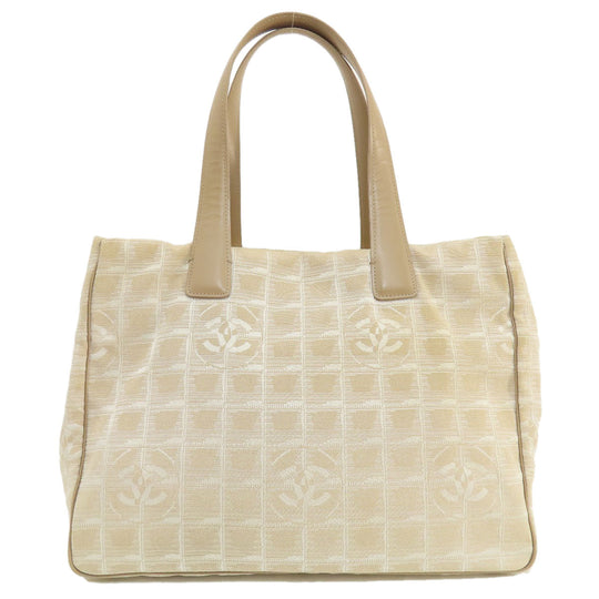 CHANEL Tote Bag Nylon jacquard beige New Travel Line MM