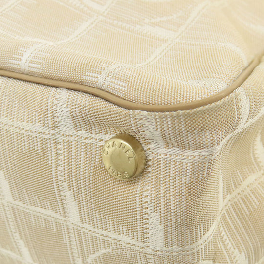 CHANEL Tote Bag Nylon jacquard beige New Travel Line MM