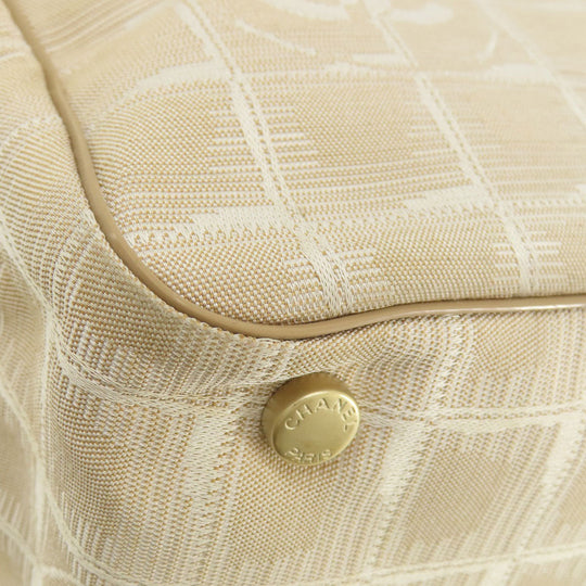 CHANEL Tote Bag Nylon jacquard beige New Travel Line MM
