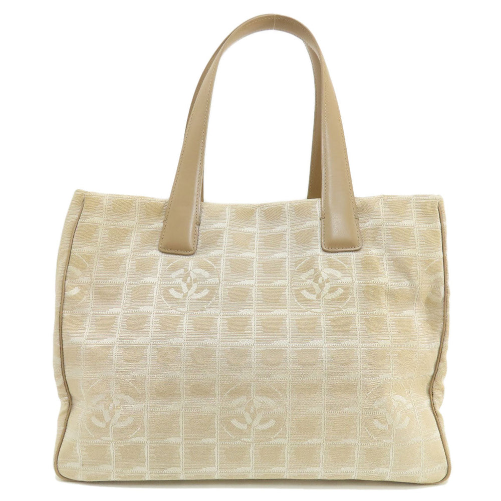 CHANEL Tote Bag Nylon jacquard beige New Travel Line MM