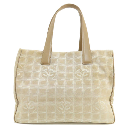 CHANEL Tote Bag Nylon jacquard beige New Travel Line MM