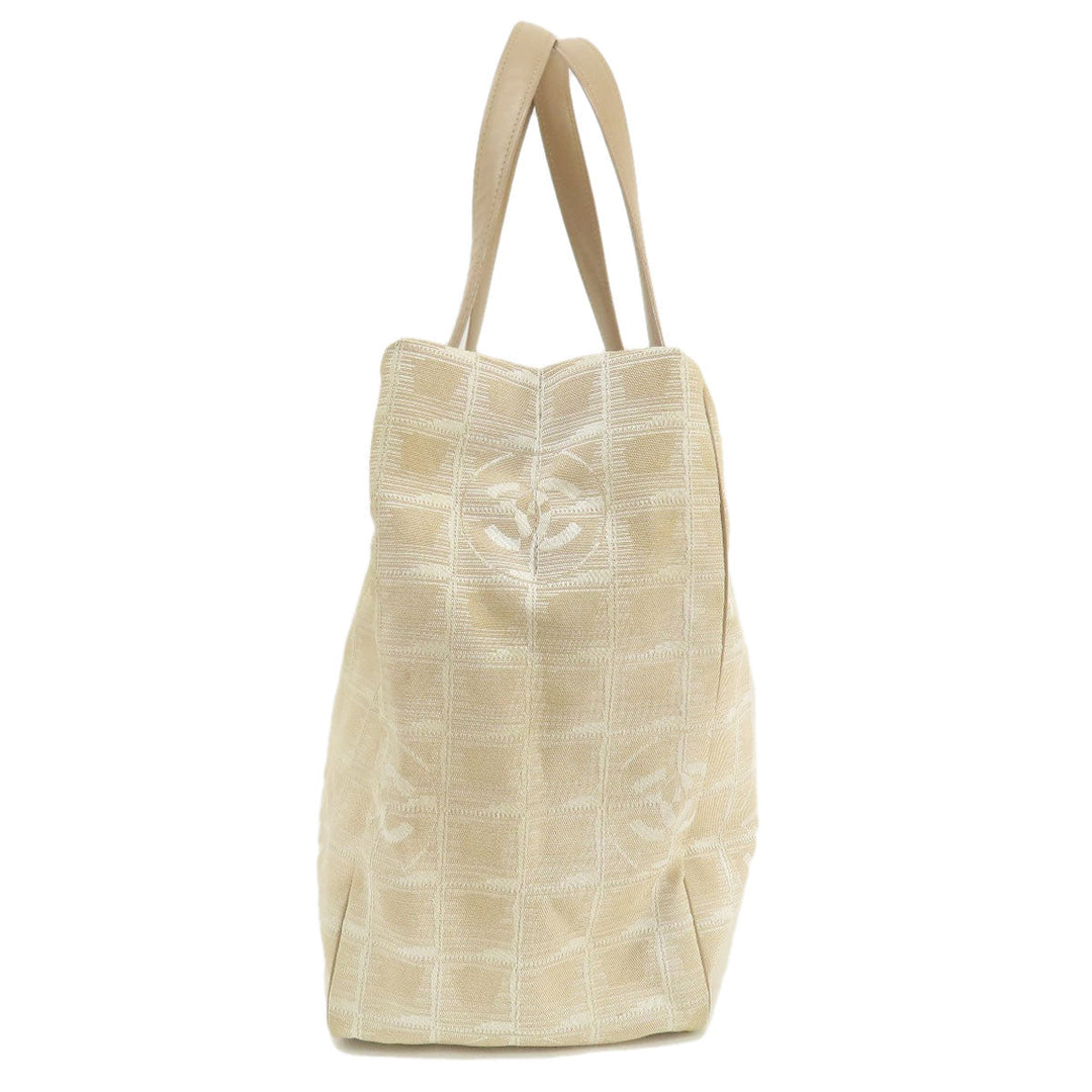 CHANEL Tote Bag Nylon jacquard beige New Travel Line MM