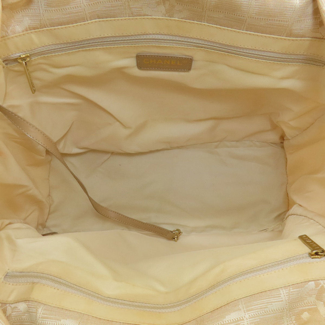 CHANEL Tote Bag Nylon jacquard beige New Travel Line MM