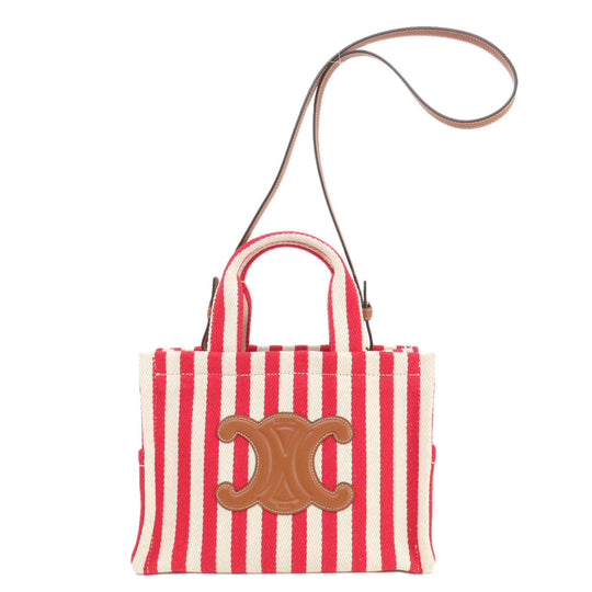 CELINE Handbag canvas white Small Hippo Tice Women Used Authentic