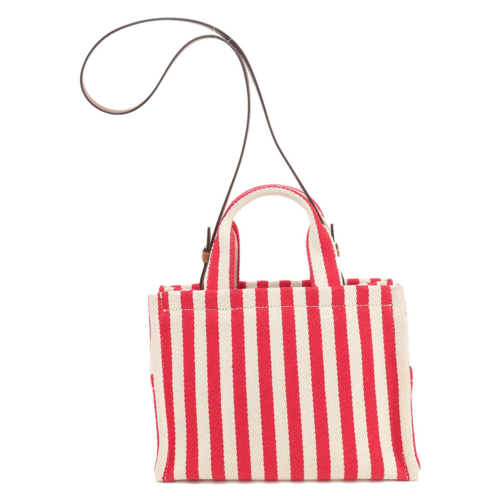 CELINE Handbag canvas white Small Hippo Tice Women Used Authentic
