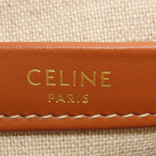 CELINE Handbag canvas white Small Hippo Tice Women Used Authentic
