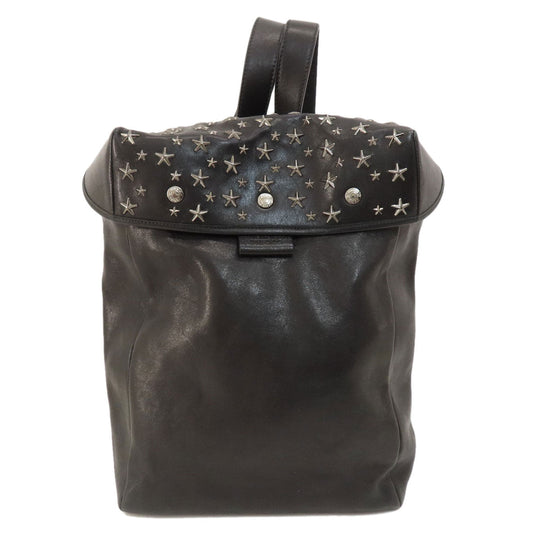 JIMMY CHOO Backpack leather black floyd star motif Women Used Authentic