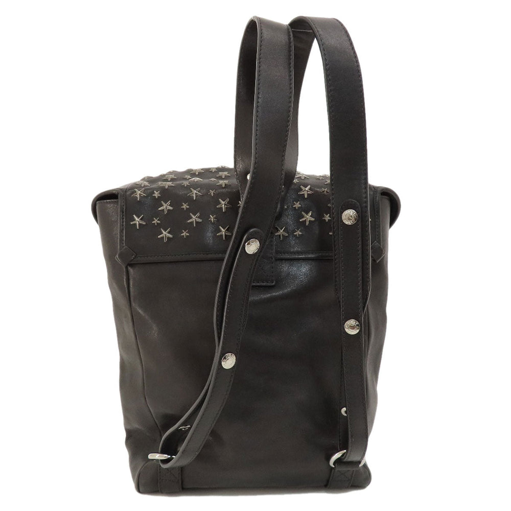 JIMMY CHOO Backpack leather black floyd star motif Women Used Authentic