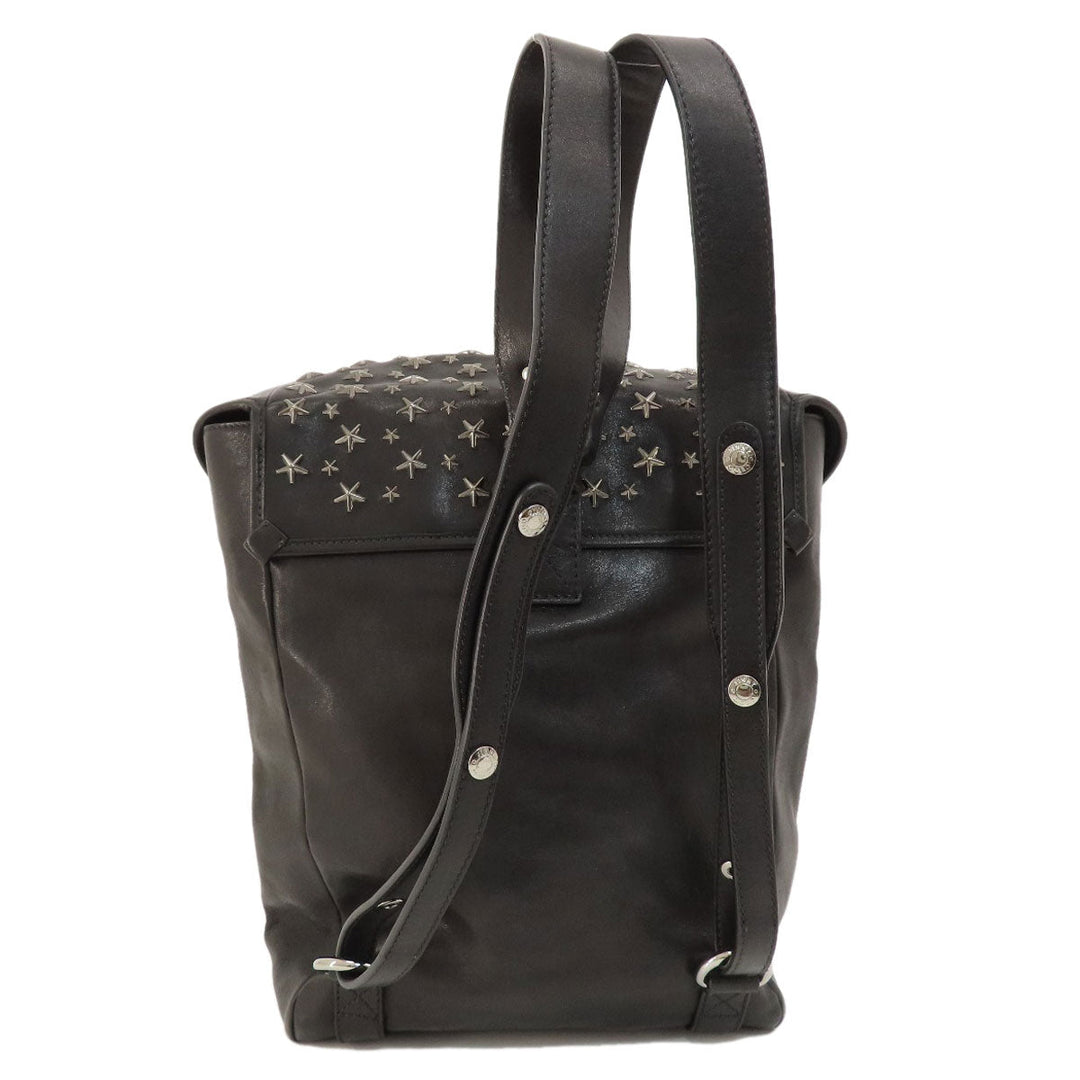 JIMMY CHOO Backpack leather black floyd star motif Women Used Authentic