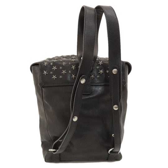 JIMMY CHOO Backpack leather black floyd star motif Women Used Authentic