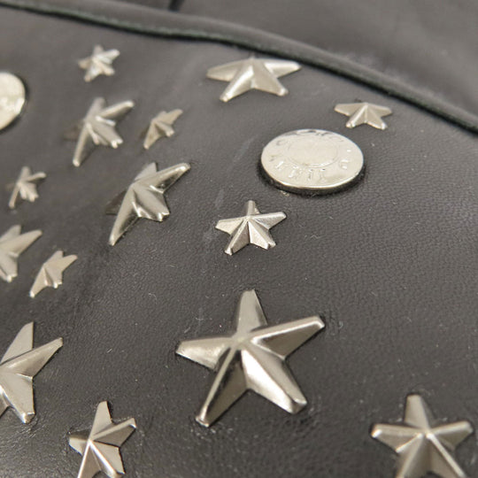JIMMY CHOO Backpack leather black floyd star motif Women Used Authentic