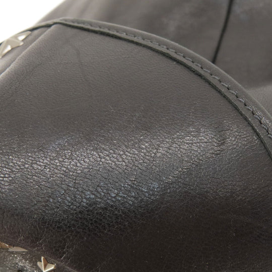 JIMMY CHOO Backpack leather black floyd star motif Women Used Authentic