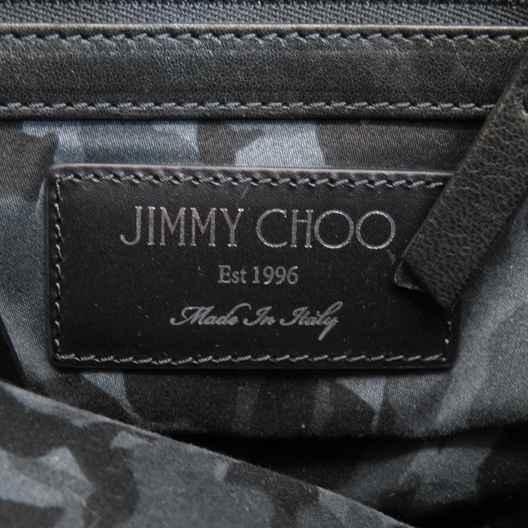 JIMMY CHOO Backpack leather black floyd star motif Women Used Authentic