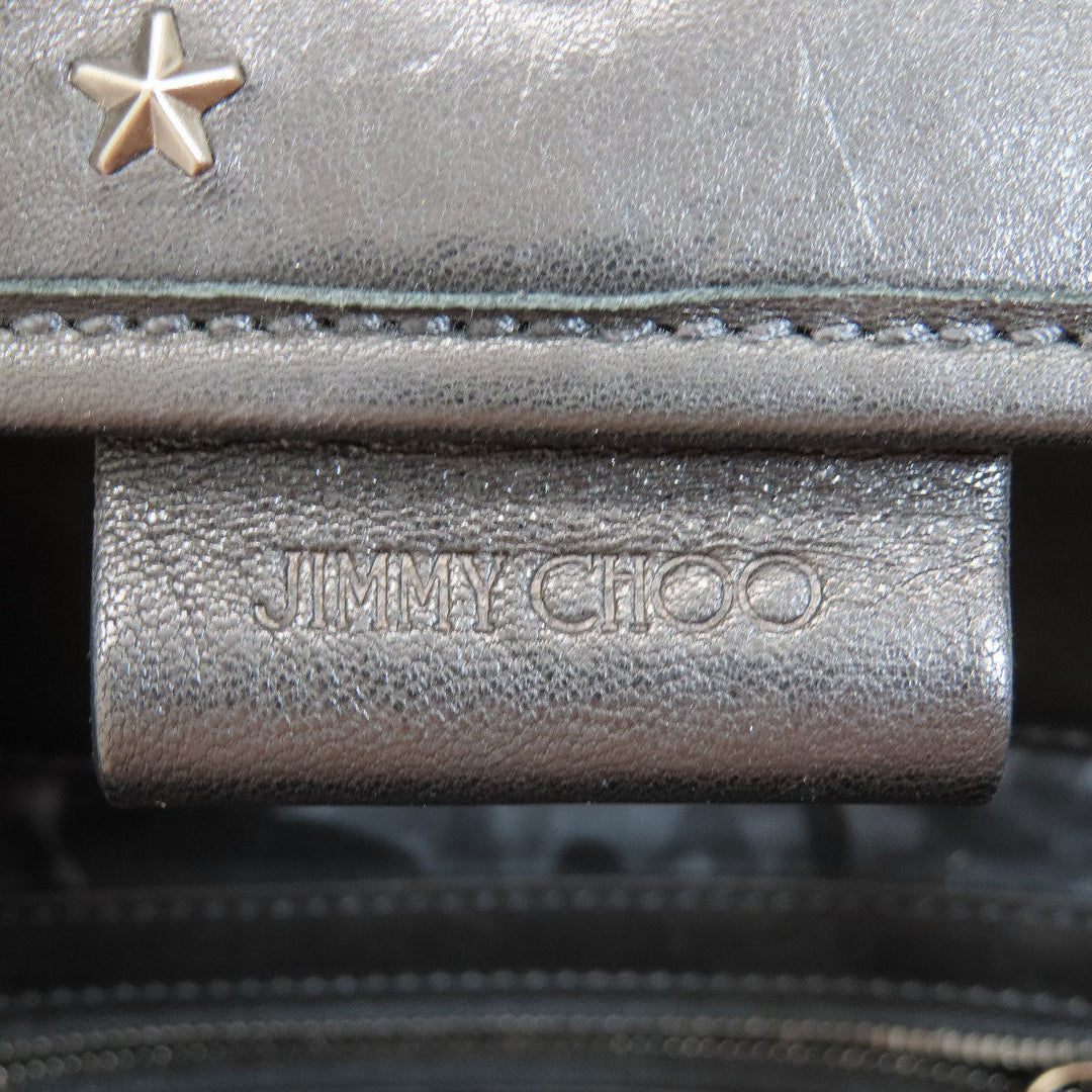 JIMMY CHOO Backpack leather black floyd star motif Women Used Authentic